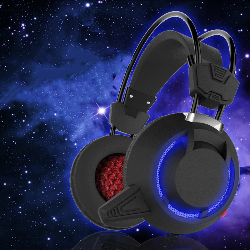 

Cool Gaming Headset Soft Over-ear Game Headphone PC780 Earphone Headband with Microphone USB LED Light for PC Gamer Computer