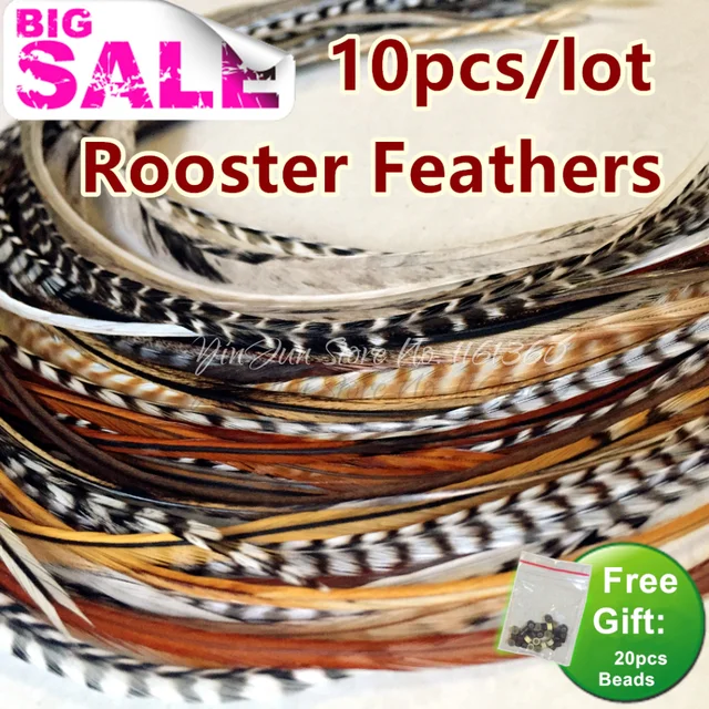 Groß Haar Styling 10 stücke 6 " 12" Grizzly Ombre Haar Federn Hahnenfedern Extensions für Haar