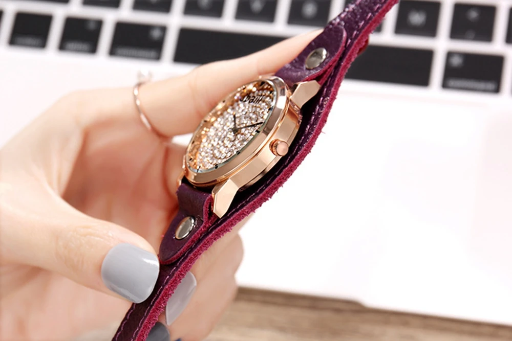 wooden metal fashion & casual children multicolor quartz wristwatches crystal luxury women  gender14