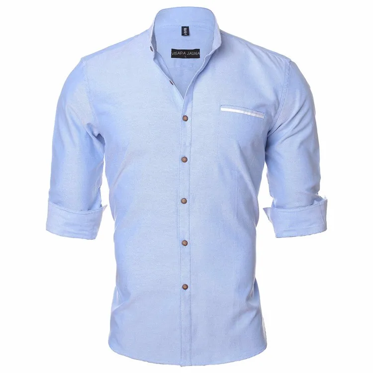 VISADA JAUNA для мужчин рубашка одноцветное цвет повседневное брендовая одежда Новинка 2017 года стиль Бизнес Мужской платье Camisa социальной Masculina
