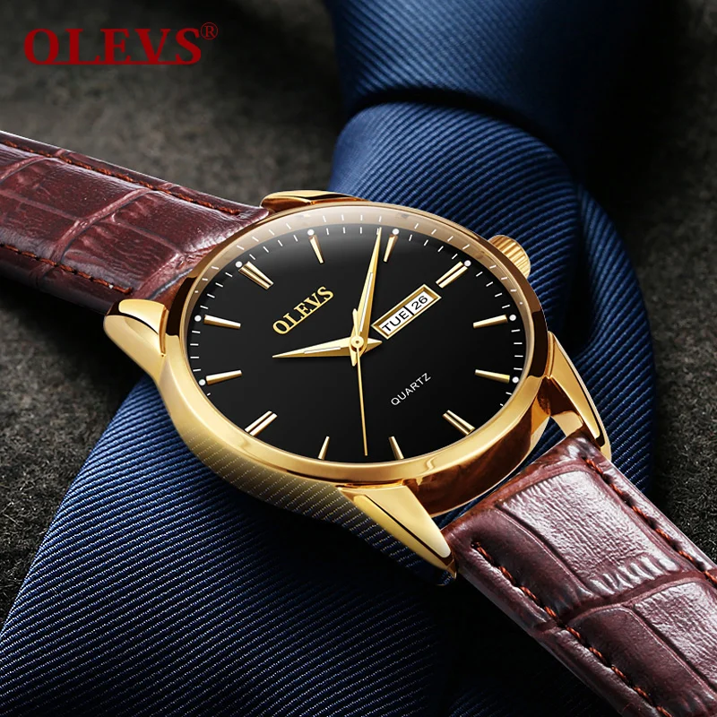 

OLEVS Mens Watch Top Brand Luxury Wrist watches Men Date Quartz Clock Leather Wristwatch Rose Gold Business Watches reloj hombre