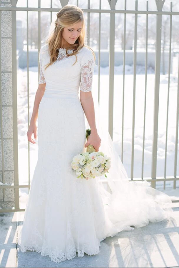 Long Sleeve Modest Western Country Lace Mermaid Wedding Dress Bridal Gown Custom Long Sleeve Modest Western Country Lace Mermaid Wedding Dress Bridal Gown Custom