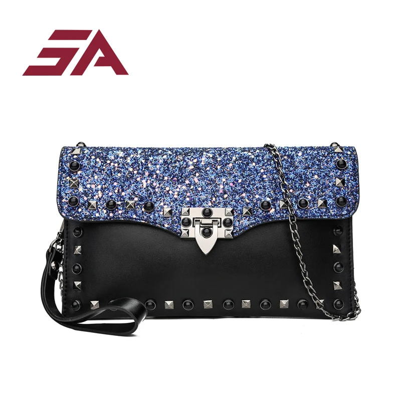 

Bag Female 2018 New Handbags Sequins Europe and The United States Personality Fashion Wild Temperament Banquet Clutch Bag Lady