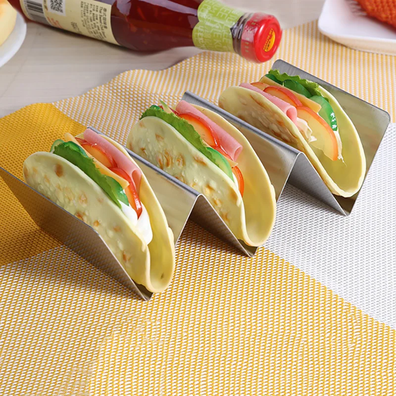 

Wave Shape Stainless Steel Taco Holder Display Holders Kitchen Food Rack Shell