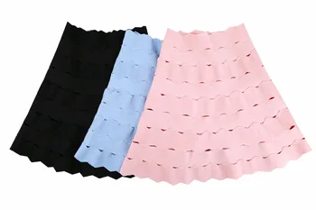

2018 new arrival Summer Skirt black pink sky blue Rayon HL Hollow Out Bandage SKIRT Elastic High Waisted PARTY Skirts Wholesale
