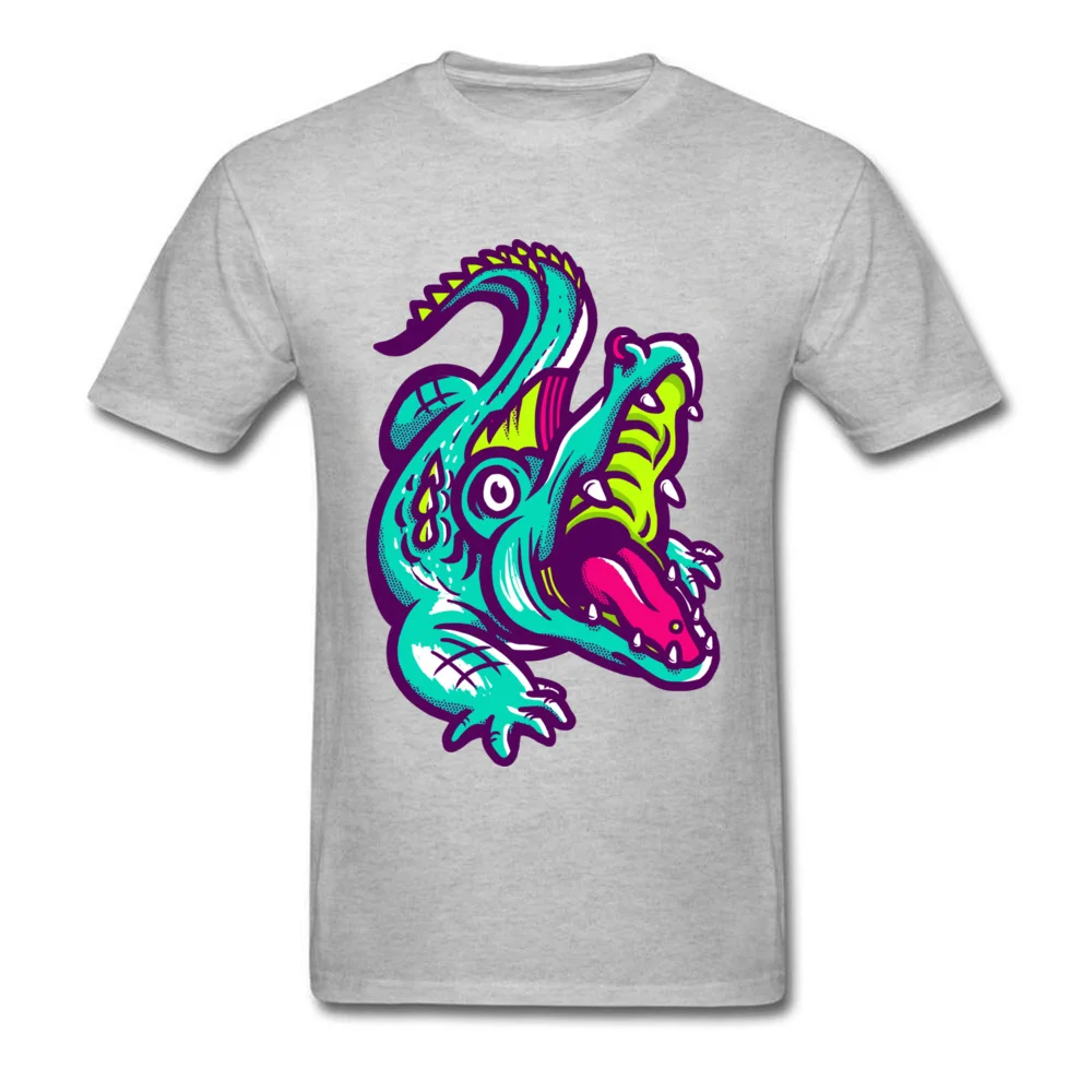 Neon Croc 100% Cotton Man Short Sleeve Tops Shirt Europe Father Day T-Shirt Fashionable Tees Discount Crewneck Neon Croc grey