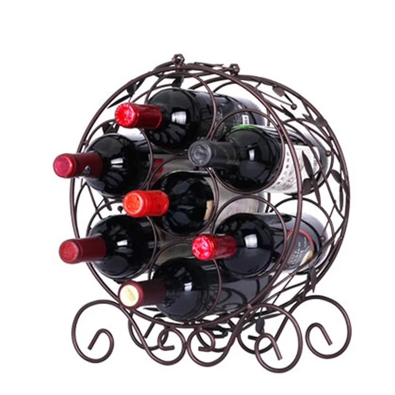 

Metal Wine Rack 7 Bottle Display Storage Iron Craftwork Wine Holder Barware Drinking Home Decor L3131