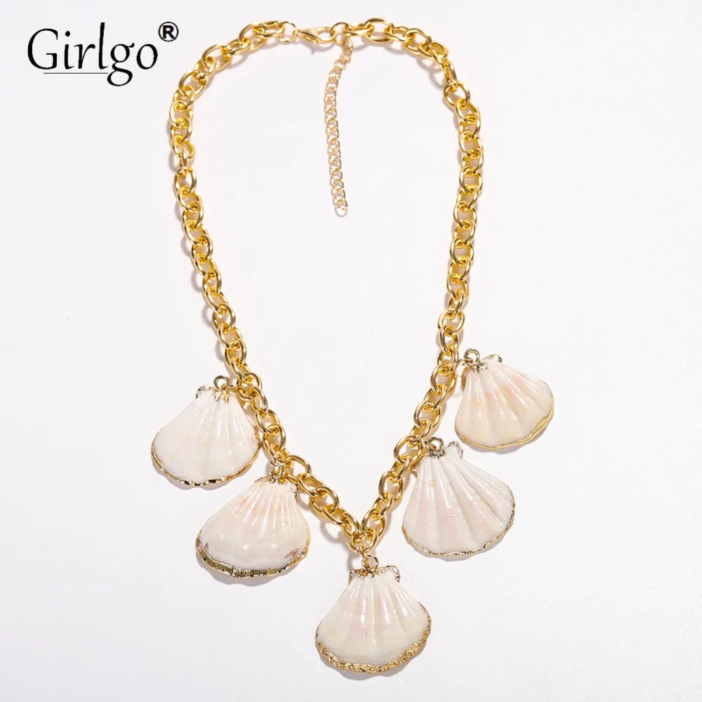 

Girlgo New Bohemian Handmade Shell Necklace For Women Wedding Classic Pendants Party Collar Choker Necklace Jewelry Trendy Gifts