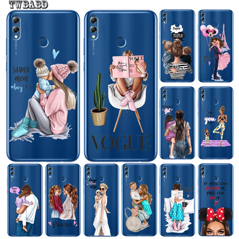 

Super mom Dad Girl Baby Phone Case For Huawei P30 Lite P30 Pro P20 Lite P8Lite P9Lite 2017 P Smart Soft transparent Etui
