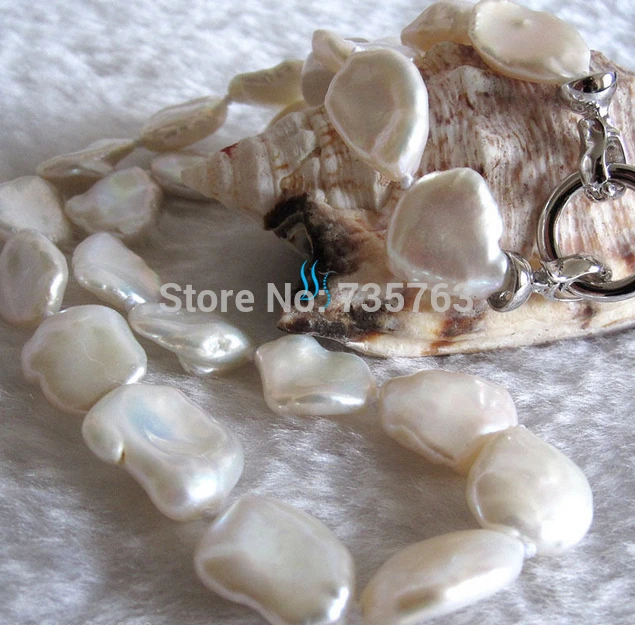 

HOT 0015203 9-13mm AA White Keshi Freshwater Pearl Necklace