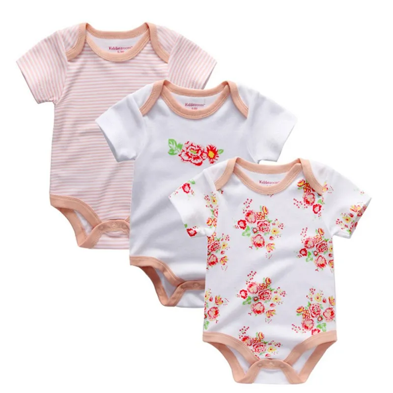 

2019 Floral Baby Jumpsuits & baby bodysuits 3 Pieces/lot Underwear Cotton Newborn Short Sleeve Body Suit Baby Girls Clothing Set