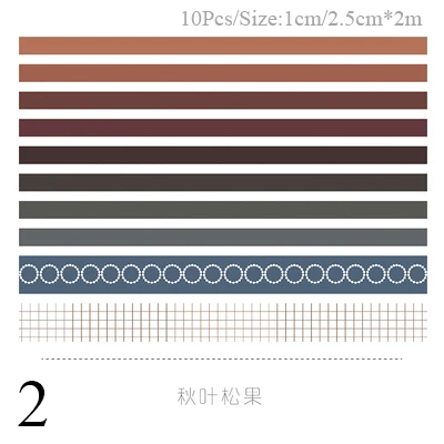 2 10 шт./компл. Симпатичные сетка лента Washi SetDecorative клейкая лента Kawaii малярный скотч для детей DIY Скрапбукинг дневник Альбомы для фото - Цвет: 2