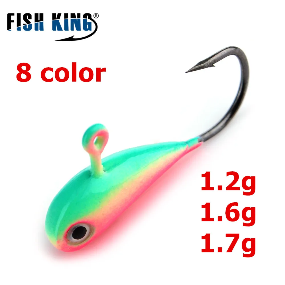 FISH KING 5Pcs/pcak ice Fishing lures Jig head hook 8 Color Four Sets 1.2g 1.6g 1.7g Mini Lead