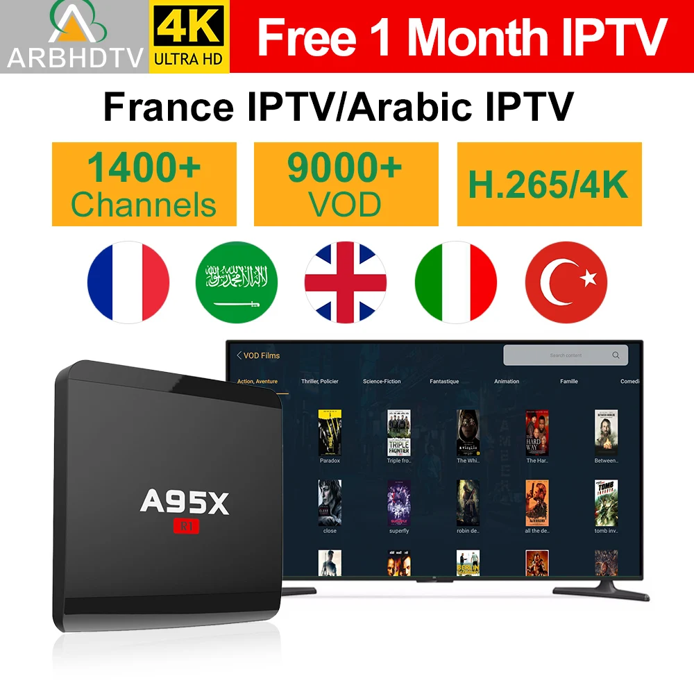 

IPTV France Box French Arabic IPTV Free 1 Month IPTV Code A95X R1 Android TV Box Belgium Morocco IP TV Turkey Netherlands IP TV