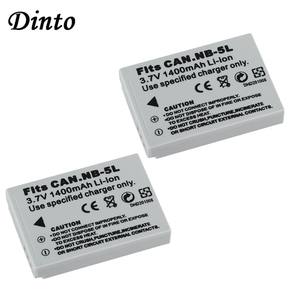 

DINTO 2pcs 1400mAh NB-5L NB5L NB 5L Rechargeable Digital Camera Battery for Canon IXUS 800 IS 850 900 TI 950 960/970 980 860