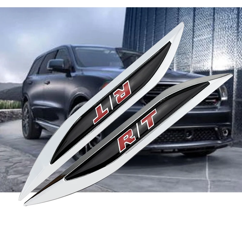 

New Car Sticker Salix Leaf Shape R/T Emblem For Dodge Models Metal Side Blade Fender Decal Refitting Styling Car Accessory