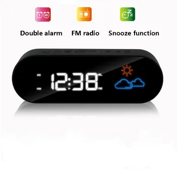 

LCD FM Radio with Backlight Electronic Table Color Weather Forecast Snooze Function Watch Clock Digital LED Alarm Clock