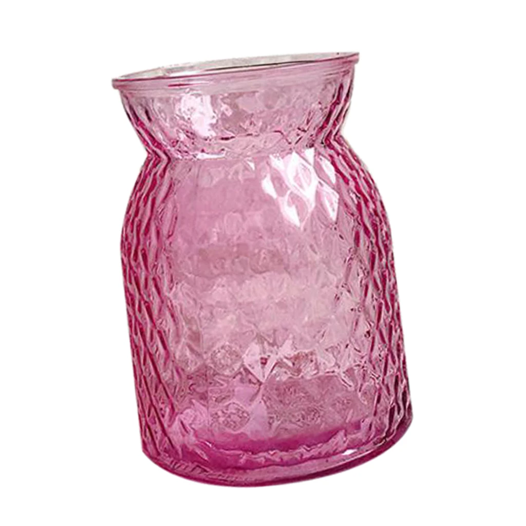 Colorful Glass Dried Flower Vase Hydroponic Container Bottle for Home Room Table Decor Office Shop Cafe Club Ornament