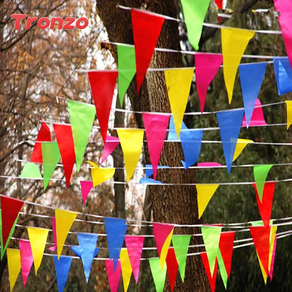 

Tronzo 1 Set Festival String Banners 80M Wedding Decorations Colorful Triangular Shape Flags Pennant Party Supplies