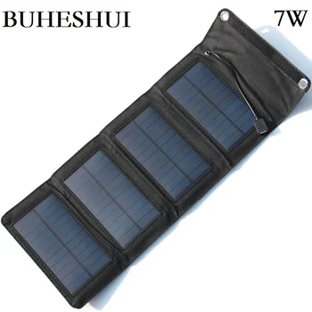 

BUHESHUI 7W Foldable Solar Charger for Mobile Phone Monocrystalline Solar Panel Charger Mobile Power Bank Charger Free Shipping