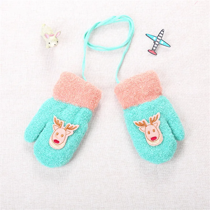 Winter Baby Boy Girl Gloves Cotton Kids Full Finger Cute Cartoon Knitting Winter Solid Gloves Thicken Warm Infant Baby  (4)