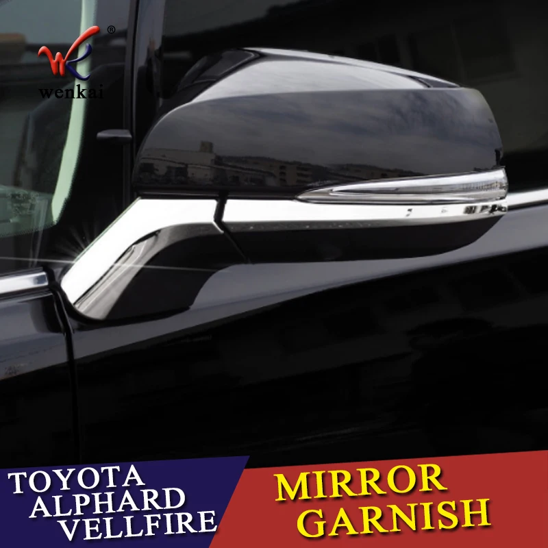 Для Toyota Alphard Vellfire 30-, автомобильные накладки на зеркало заднего вида, наклейки с блестками, декоративные полоски, аксессуары