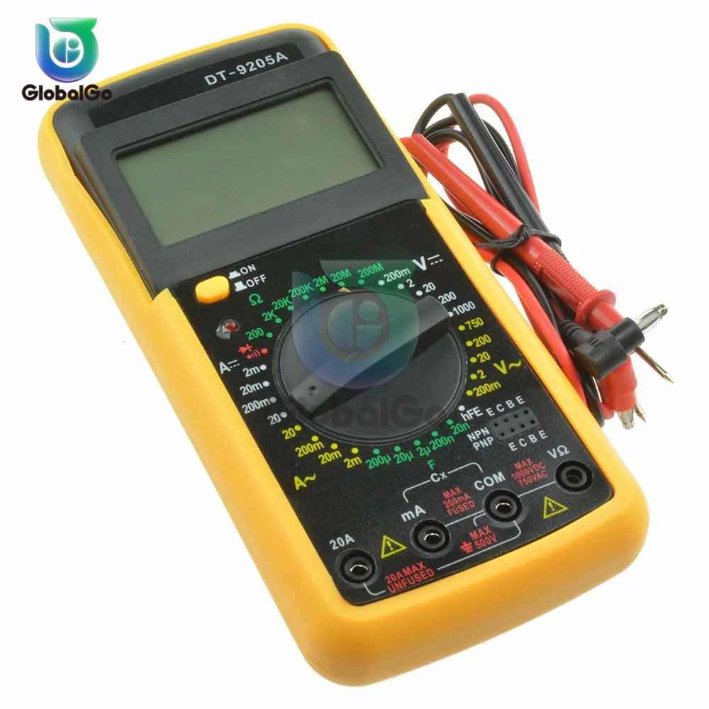 

DT9205A LCD Digital Multimeter Electric Ammeter Voltmeter Resistance Capacitance Volt Amp Ohm AC/DC Tester Cable Probe