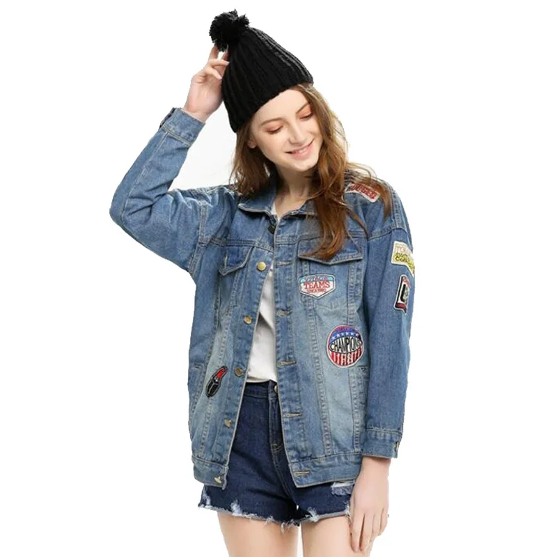 oversized denim jacket with patches