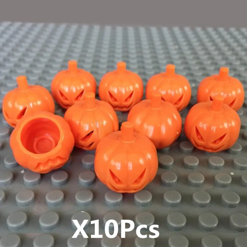 10Pcsset Pumpkin Mask Building Blocks LegoINGlys City Halloween MOC Accessories Bricks Parts DIY Kits Kids Toys Gifts (14)
