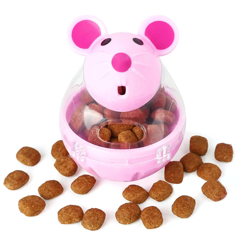 

Pet Feeder Food Automatic Leakage Snack Dispenser Artificial False Mice Mouse Shape Pattern Tumbler Rolling Toy For Cat