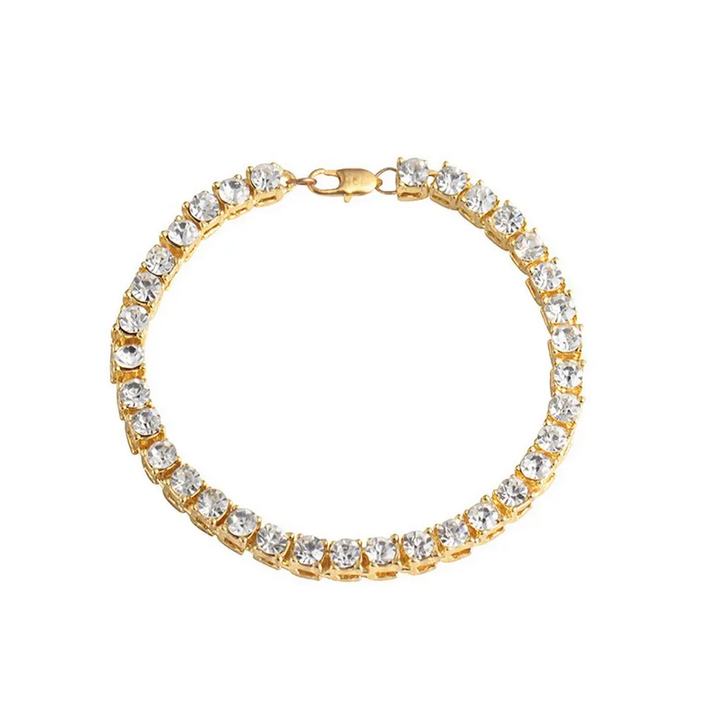 

Trendy Round Rhinestone Gold Cover Bracelets Bangles for Unisex Birthday Fashion Jewelry Chain Presents Bracelets Designer