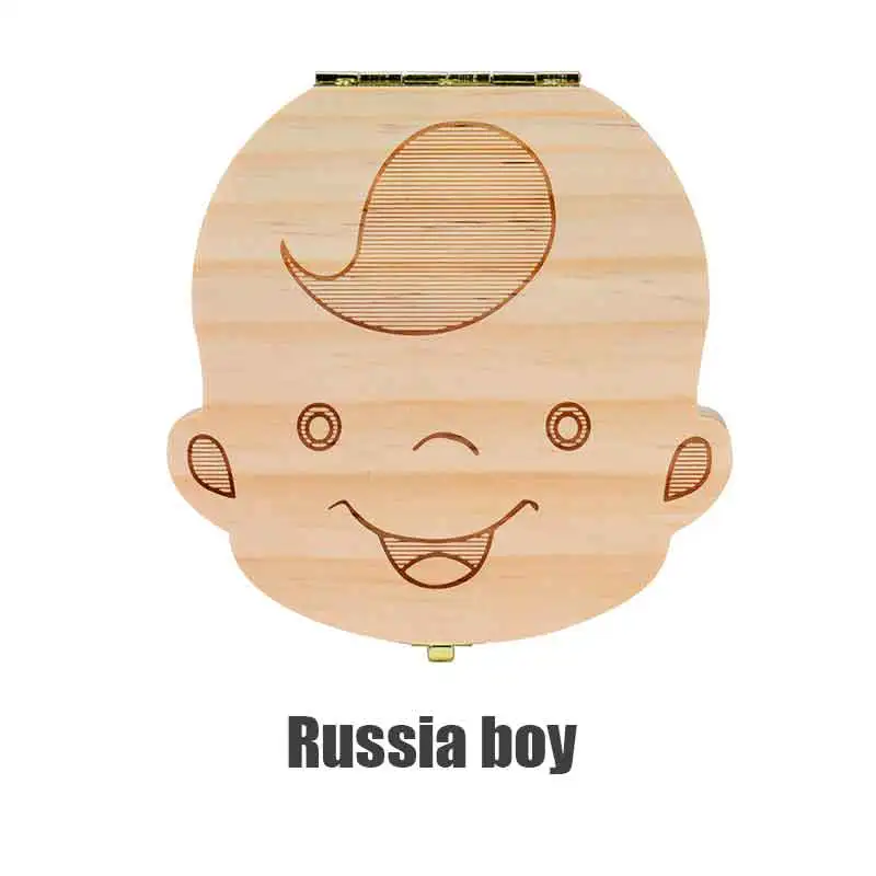 1 шт., детская коробка для зубов, деревянный органайзер для молочных зубов, для хранения мальчиков и девочек, сувенирный чехол, Подарочный креативный детский органайзер для зубов для детей - Цвет: russia boy
