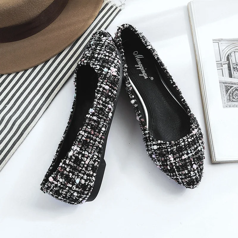 Women Flats Casual Shallow Mixed Color Pointed Toe Slip On Shoes