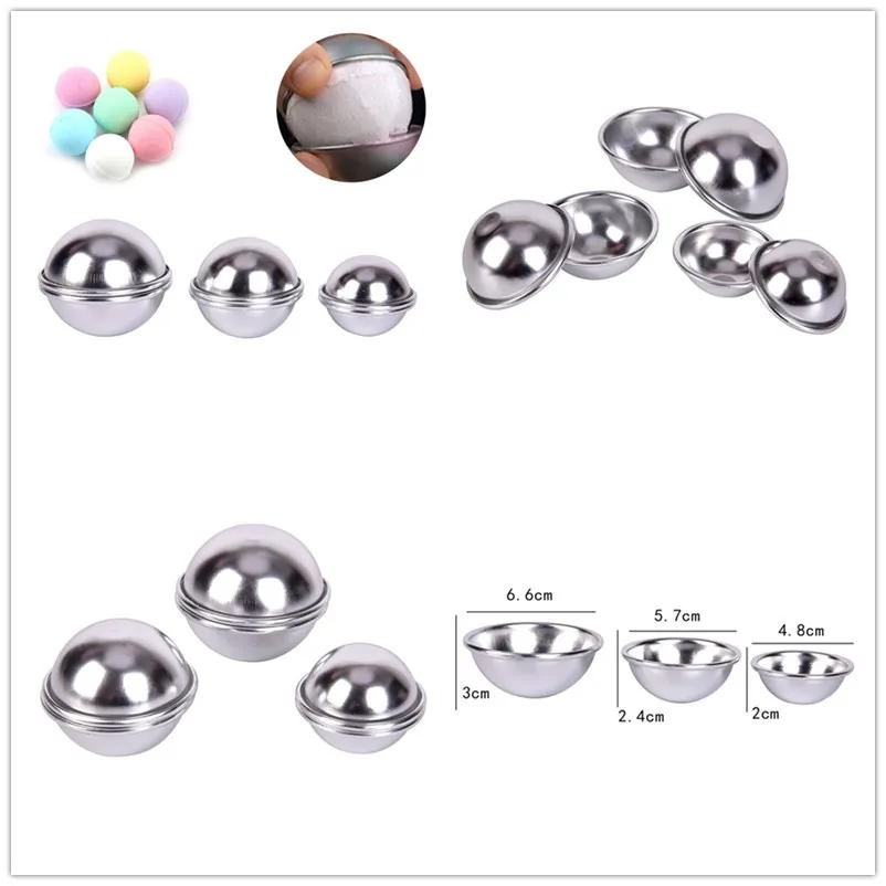 

6pcs/pack Bath Bomb Aluminum Alloy Ball Sphere 3D Bath Bomb Mold Cake Baking Pastry Mould Cake Mold 4.8cm 5.7cm 6.6cm