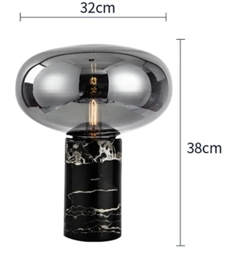Nordic черный Мрамор Стекло тени настольной лампы светодио дный E27 источник лампа настольная лампа Стекло мяч кабинет Спальня ночники