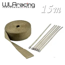 WLR RACING-15 М Премиум выхлопная Тепловая обертка коллектор обертка титановое волокно из вулканической лавы Тепловая обертка+ 6 шт. Галстуки WLR1915T