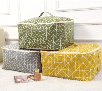 

Cotton Linen Portable Quilt Storage Bags Luggage Bags Home Storage Organizer Washable Wardrobe Clothes Toys Storage Bags