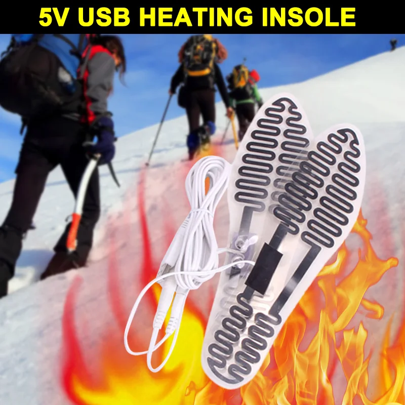 

1 Pair USB 5V Electric Heating Insoles Chips Metal Keep Warm For Outdoor Winter MC889