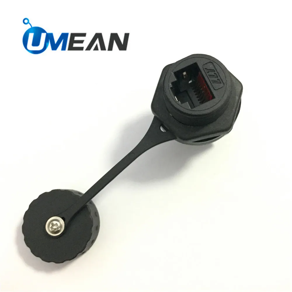 

RJ45 M19 socket female to 8 pin terminals adapter panel mount waterproof connector with hat IP68