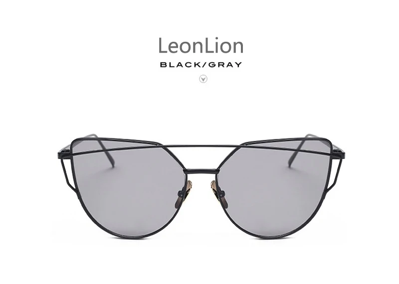 LeonLion, зеркальные солнцезащитные очки Cateye, женские винтажные металлические светоотражающие очки, фирменный дизайн, Lunette De Soleil Femme