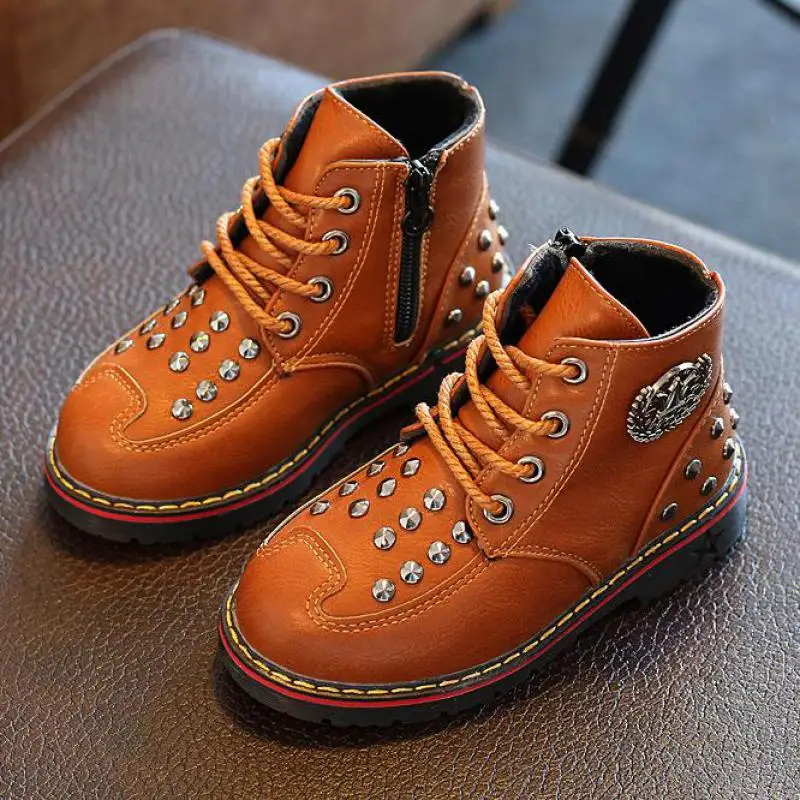Rivet Ankle Boot Children's Snow Leather Boots Kids Shoes For Girls