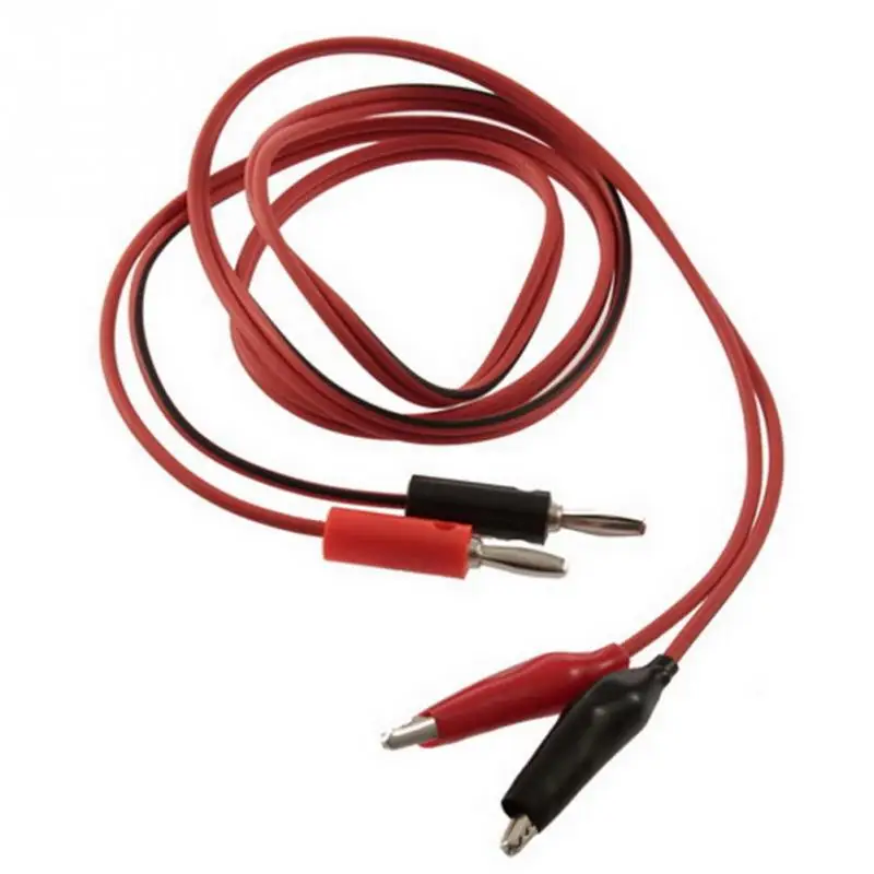 

1pair Double Stitch Injection Banana Plug To Shrouded Copper Electrical Clamp Alligator Clip Test Cable Leads 5.4M Testing Probe
