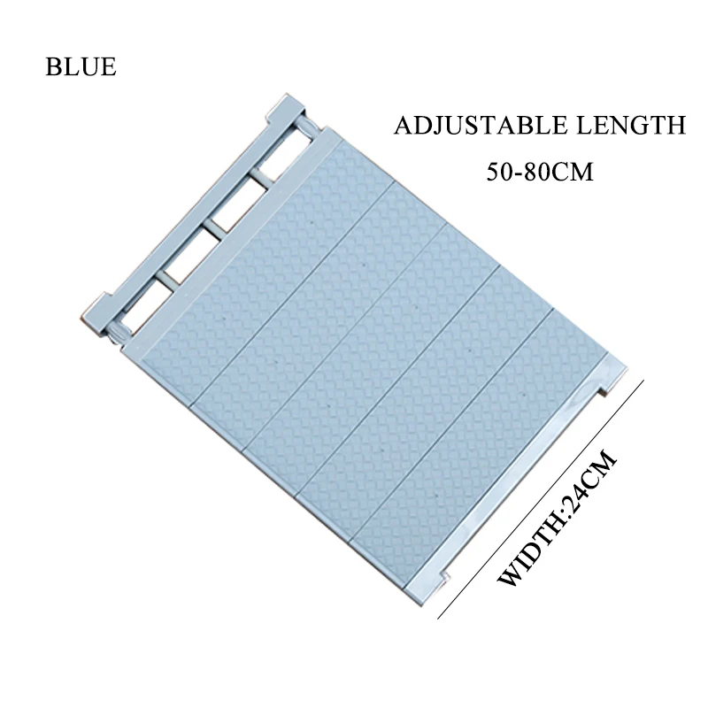 DIY Регулируемый шкаф, органайзер для хранения полка стенной гардероб/Держатели для кухни стойки настенные полки Держатели для шкафа - Цвет: Blue 24cmx50-80cm