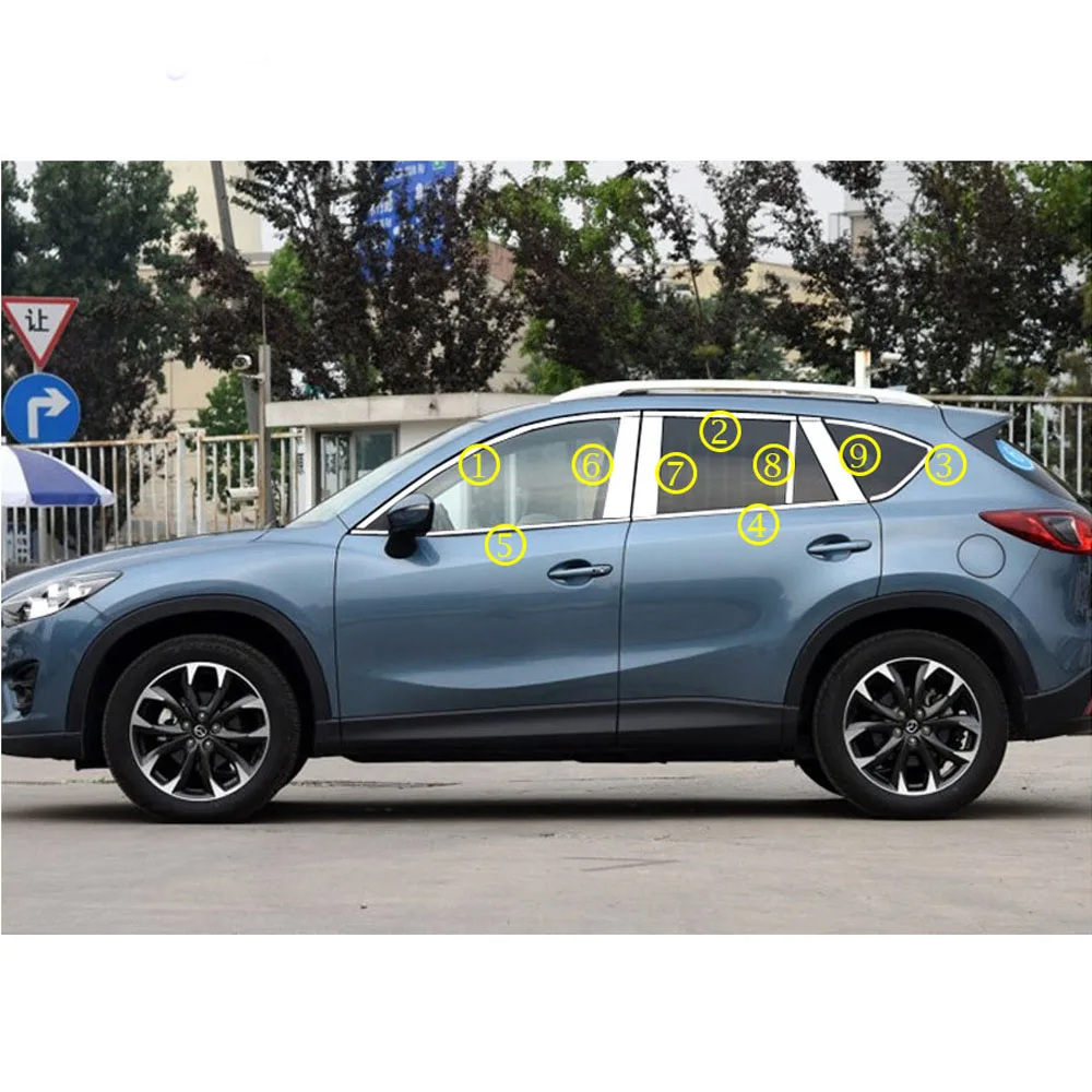 Для Mazda CX-5 CX5 2013 автомобилей Стайлинг нержавеющая сталь, стекло гарнир столб средней колонке отделкой вытяжки - Название цвета: silver