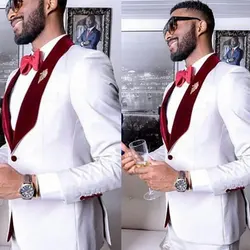 White Groom Wedding Tuxedo Men Suits Pants Man Blazer 2Piece Burgundy Velvet Shawl Lapel Costume Homme Slim Fit Terno Masculino White Groom Wedding Tuxedo Men Suits Pants Man Blazer 2Piece Burgundy Velvet Shawl Lapel Costume Homme Slim Fit Terno Masculino