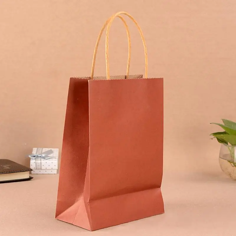 5 шт или 10 шт Защита окружающей среды чистые крафт-бумажный подарочный пакет сумка с ручками переработке магазин упаковка сумка 10 Цвета - Цвет: Красный