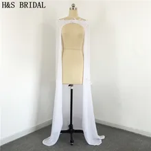 Новое поступление Длинная свадебная куртка шифоновая Белая Кружевная аппликация Свадебные накидки Vestidos Свадебные накидки реальные фотографии