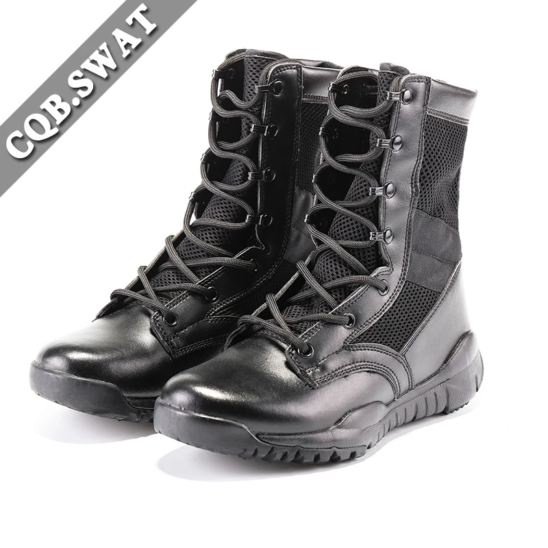 CQB. SWAT/Новинка; сезон лето; Мужские дышащие армейские ботинки черного цвета на шнуровке; сетчатые износостойкие прочные военные ботинки для дождливой погоды