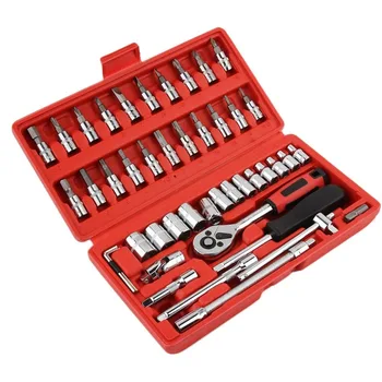 

46 Pcs Car Repair Tool Sets Combination Tool Wrench Set Batch Head Pawl Socket Spanner Screwdriver Head Set Socket Set