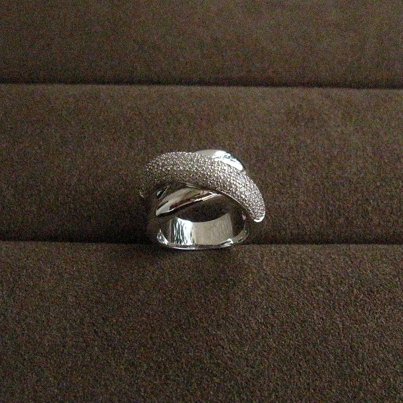 Роскошные AAA кубического циркония микро проложить установки большое многослойное кольцо bold, медная база свадебные и вечерние ювелирные изделия для женщин, R2508